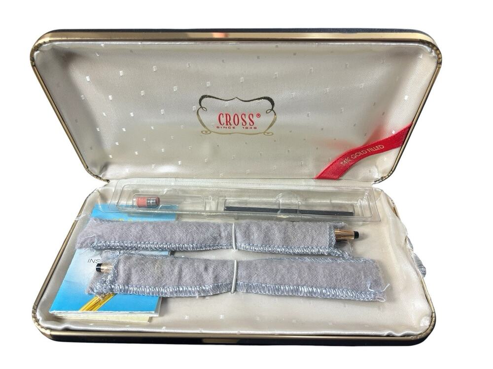 Vintage CROSS 14K Gold Filled Pen & Pencil Set Case Booklet
